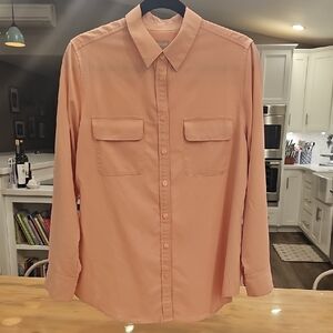Chico's Sz 1 Peach/Pink Button-Down Shirt